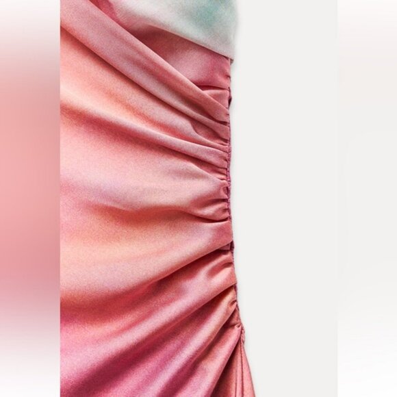 ZARA TIE DYE PRINT MIDI DRESS - Picture 4 of 5